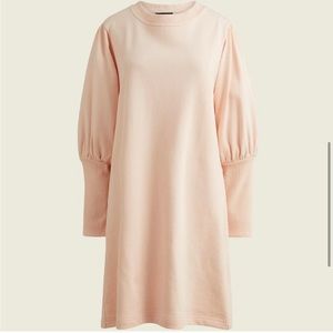 NWT J. Crew Pink Terry Puff-sleeve Sweatshirt Dress S… light pink